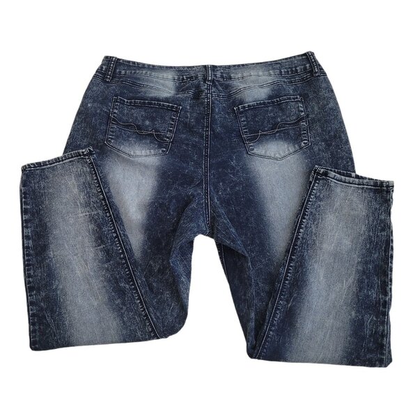 Womens Jeans Blue Dark Wash Distressed Straight Jeans Size 24 Revolution By Revo - Picture 4 of 11